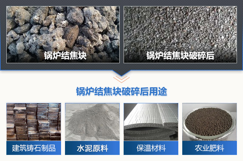 锅炉结焦块破碎前后及用途